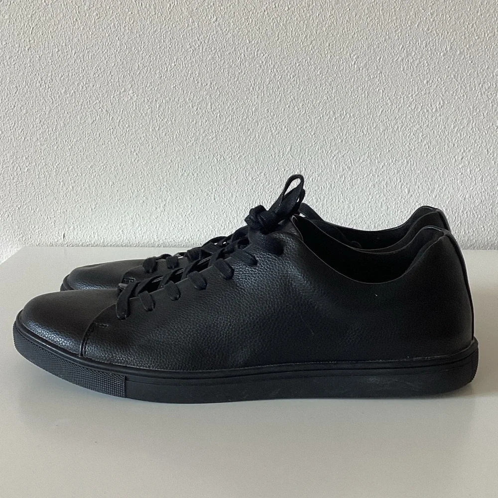 Unlisted Men's Black Leather Low-Top Sneakers - Casual Lace-Up Shoe Size 11